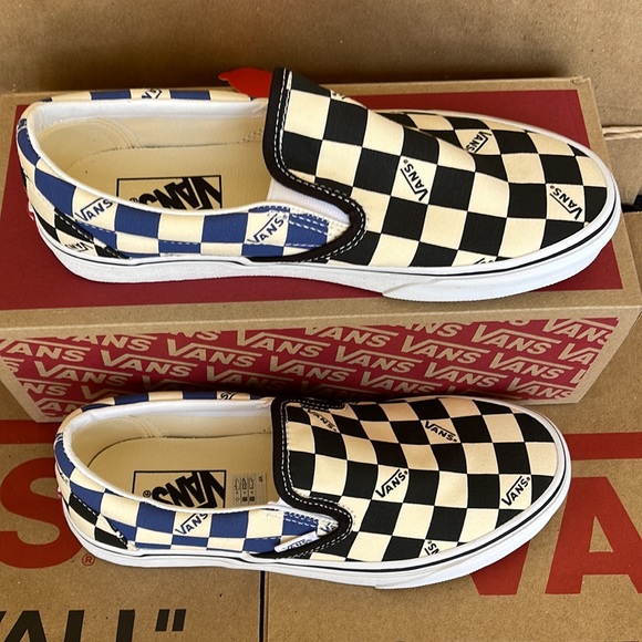 Vans Classic Slip On Big Check Black/Navy sneakers WMNS - Picture 3 of 16